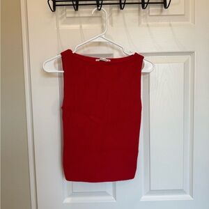 Abercrombie red slash ribbed ottoman tank